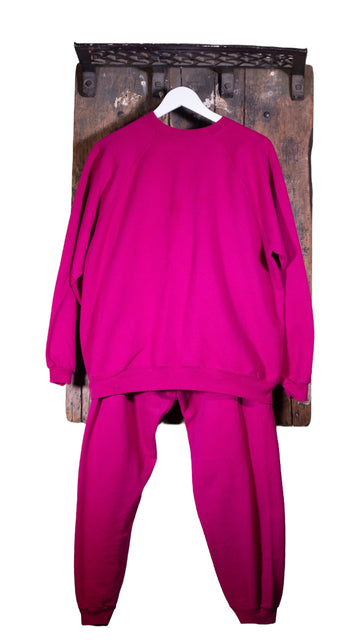 Hanes Her Way Pink Blank 2 Piece Set Crewneck + Sweats - Size XL