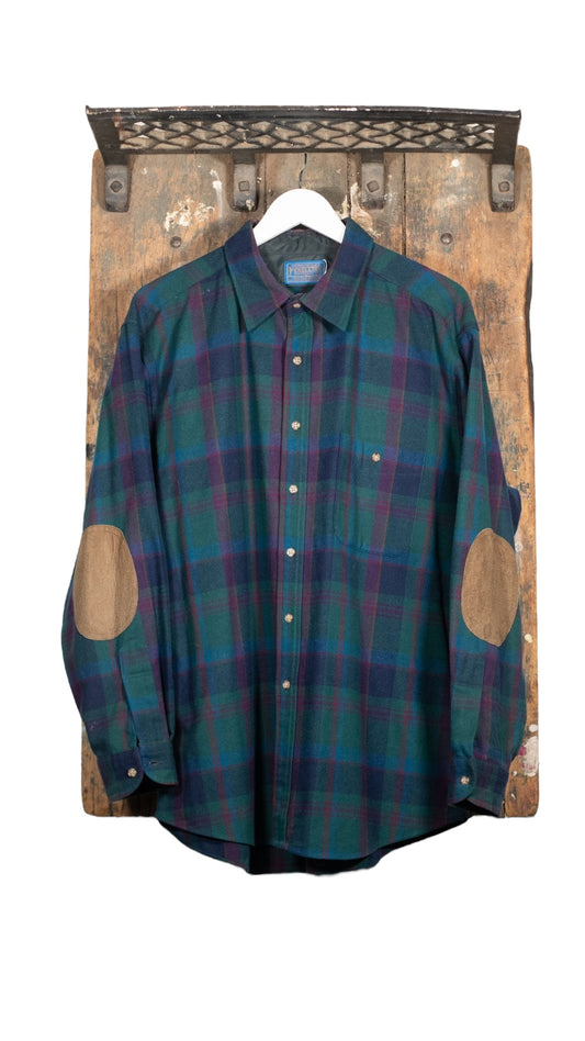 Pendleton Green/Purple Elbow Patch Button-Up