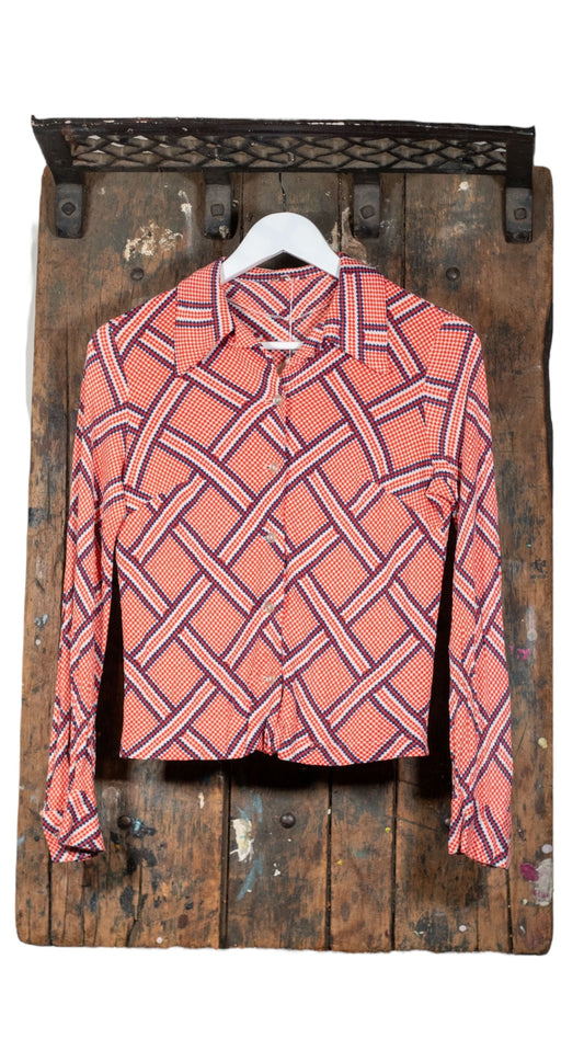 Orange/White/Blue Triangle Print Long Sleeve Shirts