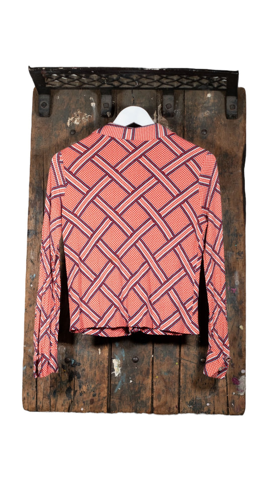 Orange/White/Blue Triangle Print Long Sleeve Shirts